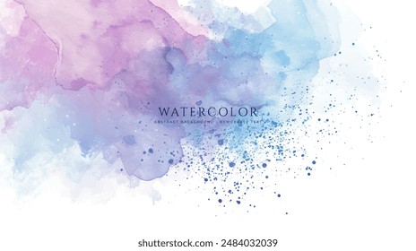 Abstract horizontal watercolor background. Neutral light colored empty space background illustration