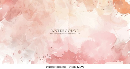 Abstract horizontal watercolor background. Neutral light colored empty space background illustration