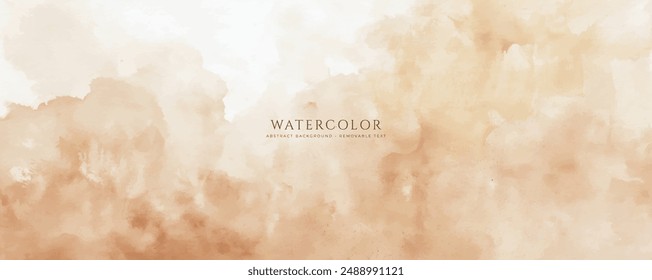 Abstract horizontal watercolor background. Neutral light colored empty space background illustration