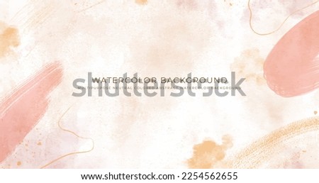 Abstract horizontal watercolor background. Neutral light colored empty space background illustration