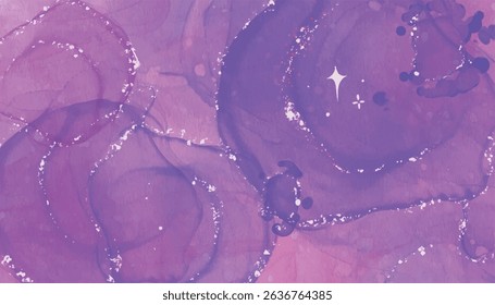 Abstract horizontal watercolor background. purple  colored empty space Hand drawn texture stroked painting pastel color watercolor 
