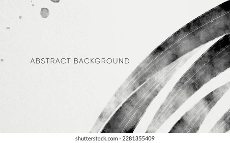 Abstrakter horizontaler Aquarell-Hintergrund. Weiße schwarze Farbe. Neutrale, hellfarbene, leere Raumhintergrund