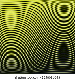abstrakte horizontale Wellenlinien gelbe Farbe und Hintergrund schwarze Mischung Muster Design