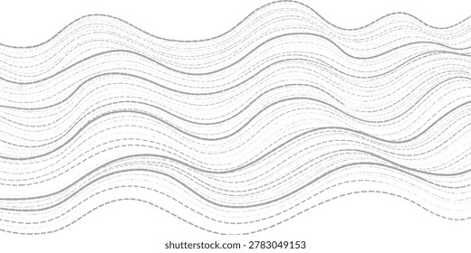 Abstract horizontal wavy line pattern with textured dotted strokes abstract horizontal landscape topography frequency vibration movement background minimalist rhythmic seamless decorative