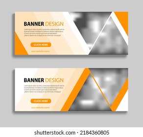 Resumen de la plantilla de diseño de banner web horizontal. Diseño moderno de banners publicitarios de negocios con espacio para imágenes. Se puede usar para publicación en medios sociales, cabecera, portada