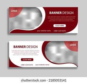 Abstract Horizontal Web Banner Design Template. Modern Business Advertising Banner Design With Space For Pictures. Can Be Used For Social Media Post, Header, Cover