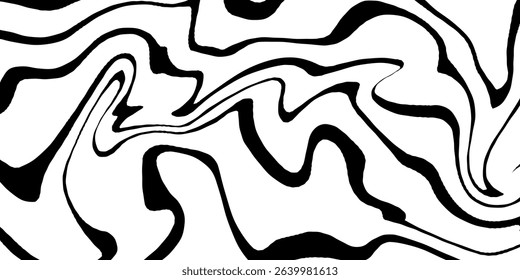 Abstract horizontal white and black background waves. Trendy vector illustration in style retro 60s, 70s.