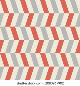 Abstract Horizontal Zigzag Retro Pattern in Red, Beige Colors. Background for Cards, Textiles, Wrapping Paper