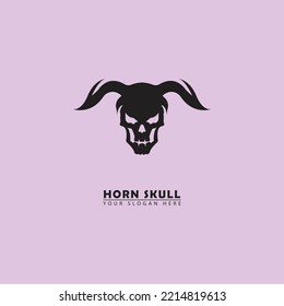 abstract horned skull vector logo icon. vector graphics of horned skull in simple elegant flat illustration style.