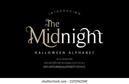 Abstract horor halloween font alphabet. Minimal modern urban fonts for logo, brand etc. Typography typeface uppercase lowercase and number. vector illustration