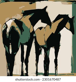 Abstract Horse Art Vector Painting