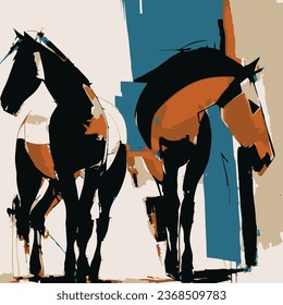 Abstract Horse Art Vector Painting