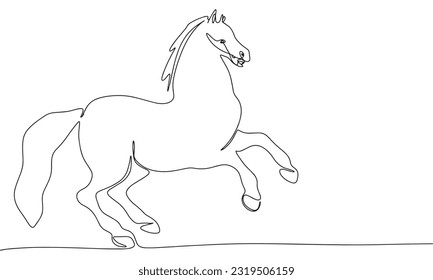 Abstract horse in continuous line art drawing style. Minimalist black linear sketch isolated on white background. Vector illustration