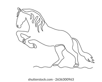 abstract horse, continuous one single line art hand drawing sketch logo