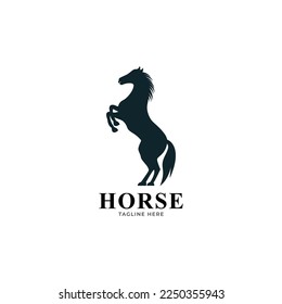 Resumen diseño del logotipo del emblema del vector de protección de caballos