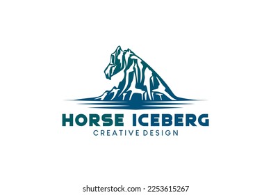 Abstract horse head iceberg logo vector illustration symbol design