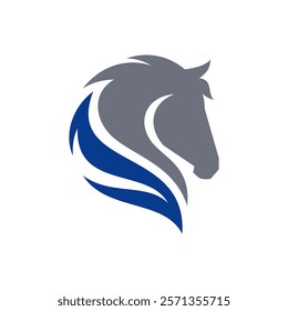 Abstract horse head logo. Stallion icon. Equine stables emblem. Equestrian label symbol. Vector illustration.