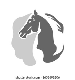 abstract horse head logo vector on negative space style logotype