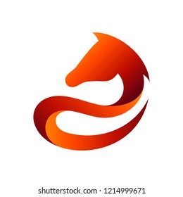 Abstract Horse Logo Design With 3D Graphic Style In Red Color