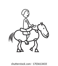 Abstract horse with saddle on his back and horseman.