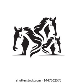 Abstract horse silhouette vector design illustration. Silhouette of horse with white background