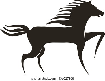 Abstract horse. Silhouette. Vector. Illustration. Hand drawn. Black and white. Isolated.