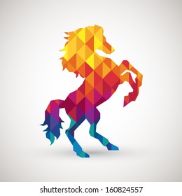 abstract horse symbol with colorful diamond, vector illustration.