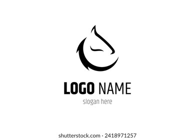 Abstract horse vector logo design in simple flat design concept