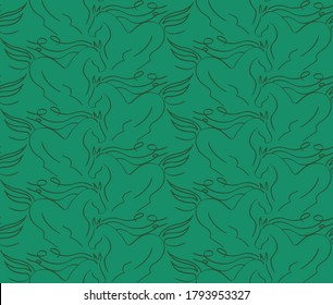 Abstract Horses Outline Drawing Seamless Vector Pattern Isolated Background