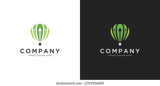 Resumo do Balão de Ar Quente com Três Setas de Subida de Caminho Logo Inspirações. Vetor exclusivo para o conceito técnico e financeiro.	
