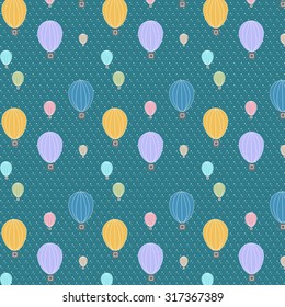 Abstract Hot Air Balloons Pattern With Dots Background