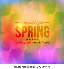 Abstract Hot Colors Low Poly Background and Web Banner of Spring Season Sale