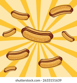 Abstract Hot dog pattern retro vector background. vector illustration