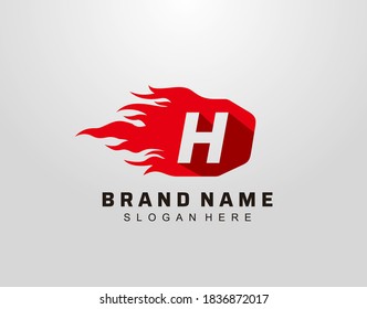 Abstract Hot Fire Flame H Letter Logo Design. 