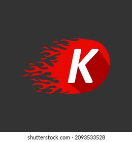 Abstrakter Hot Fire Flame K Letter Logo Vektordesign-Vorlage.
