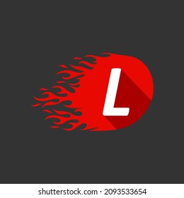 Abstract Hot Fire Flame L Letter Logo vector design template.