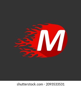 Resumen Plantilla de diseño vectorial de la letra M de la llama de fuego caliente.