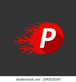 Abstract Hot Fire Flame P Letter Logo vector design template.