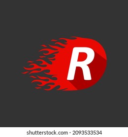 Abstract Hot Fire Flame R Letter Logo vector design template.