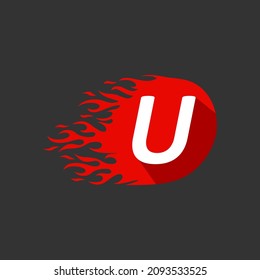 Resumen Plantilla de diseño vectorial de la letra U de la llama de fuego caliente.