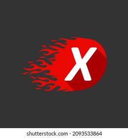 Abstract Hot Fire Flame X Letter Logo vector design template.