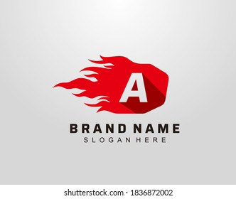 Abstract Hot Fire A Letter Logo Design. 