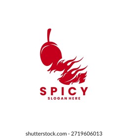 Abstract hot red chili with fire logo design vector template, Creative Hot chili icon design vector