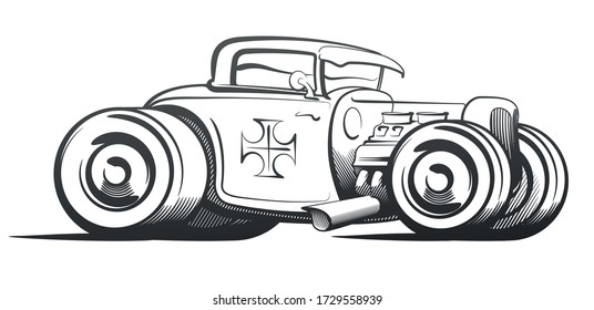 Abstract hot rod graphically, in vector.