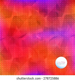 Abstract Hot Summer Colors Geometric Shapes Design. Blurred and Low Poly, Dots Array Style Background Template