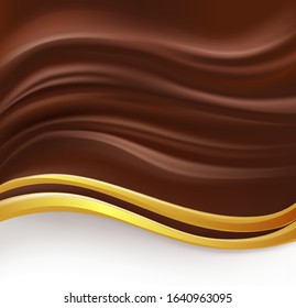 abstract hot wavy chocolate background with golden border