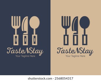 abstract hotel taste n stay cutlery logo vector illustration