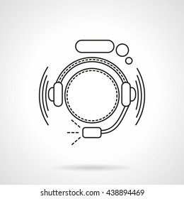 Abstract hotline operator with headset and speech bubble. Call center. Online support. Flat line style vector icon