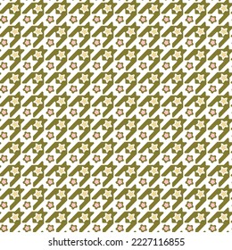 Abstract Houndstooth Stars Geometric Checkered Trendy Retro Style Seamless Pattern Stylish Fashion Colors Perfect for Allover Fabric Print or Wrapping Paper Olive Green Tones