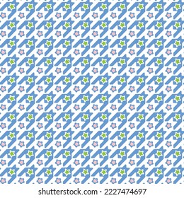 Abstract Houndstooth Stars Geometric Checkered Trendy Retro Style Seamless Pattern Stylish Fashion Colors Perfect for Allover Fabric Print or Wrapping Paper Baby Blue Green Tones